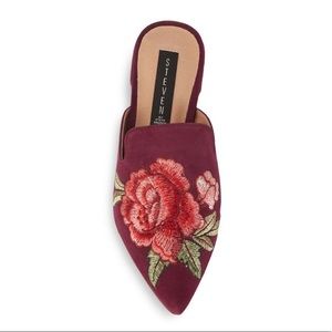 Steven by Steve Madden Floral Suede-velvet Mules